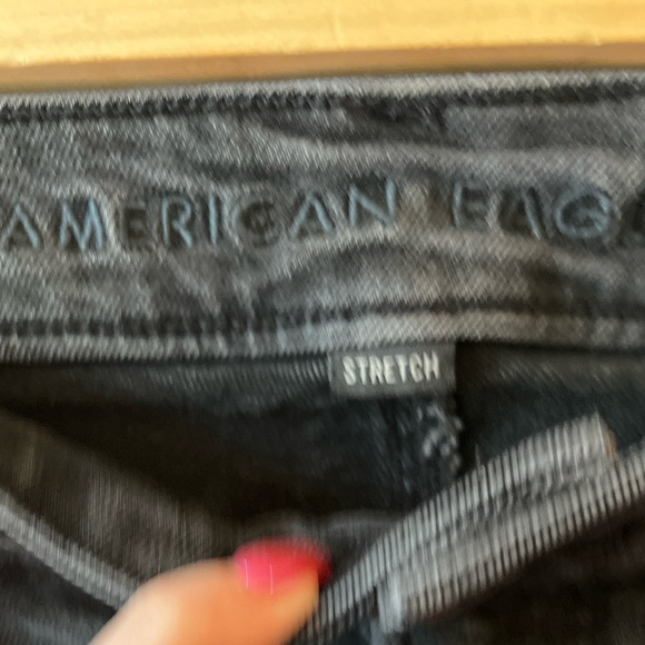 American Eagle Black Jeans with Smiley Face Design Mom Jean 6 - Picture 4 of 11